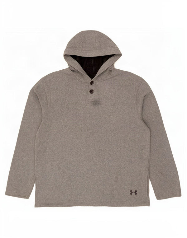 Under Armour Herren Loose Fit Button Neck Hoodie Pullover 2XL Grau meliert