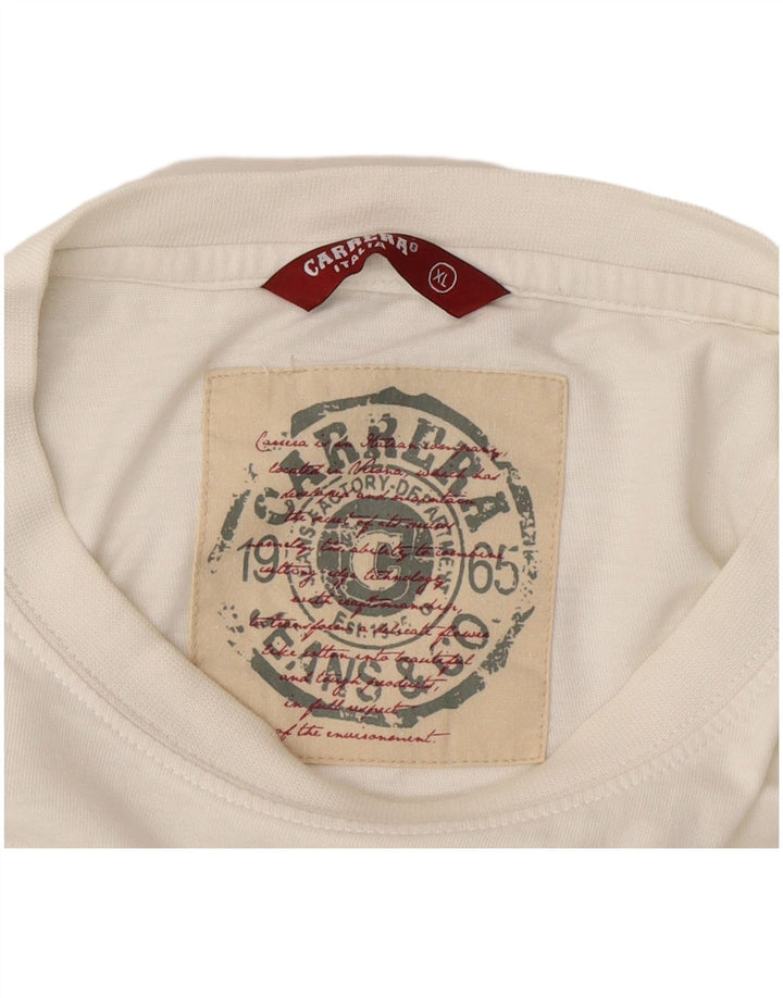 CARRERA Mens Graphic T-Shirt Top XL White Cotton