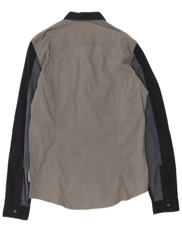 CALVIN KLEIN JEANS Herren-Slim-Fit-Hemd, groß, graue Farbblock-Baumwolle