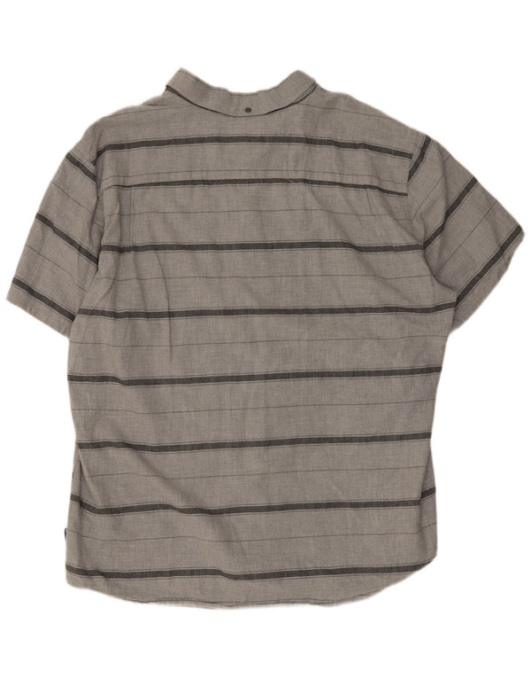 Hurley Herren-Kurzarmhemd mit klassischer Passform, 2XL, grau gestreift, Baumwolle