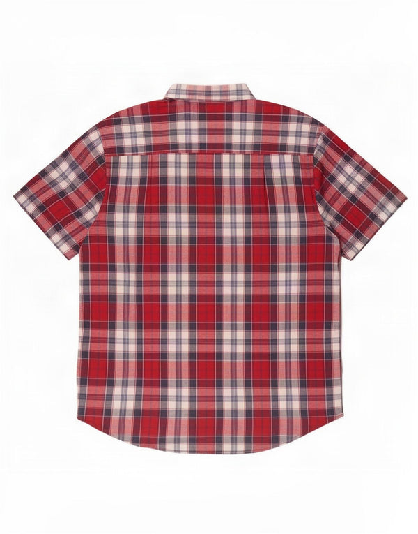 Wrangler Herren-Kurzarmhemd mit lässiger Passform, 2XL, rot kariert, Baumwolle