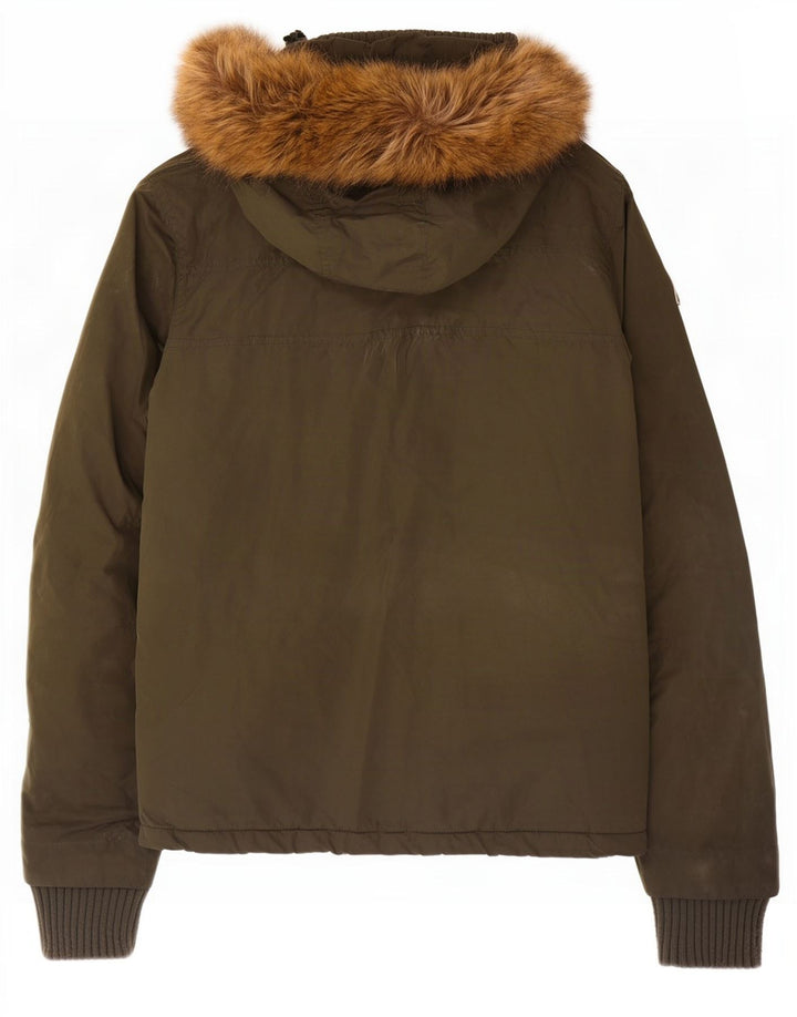 Superdry Damen-Windbreakerjacke mit Kapuze, UK 14, mittleres Khaki, Polyester