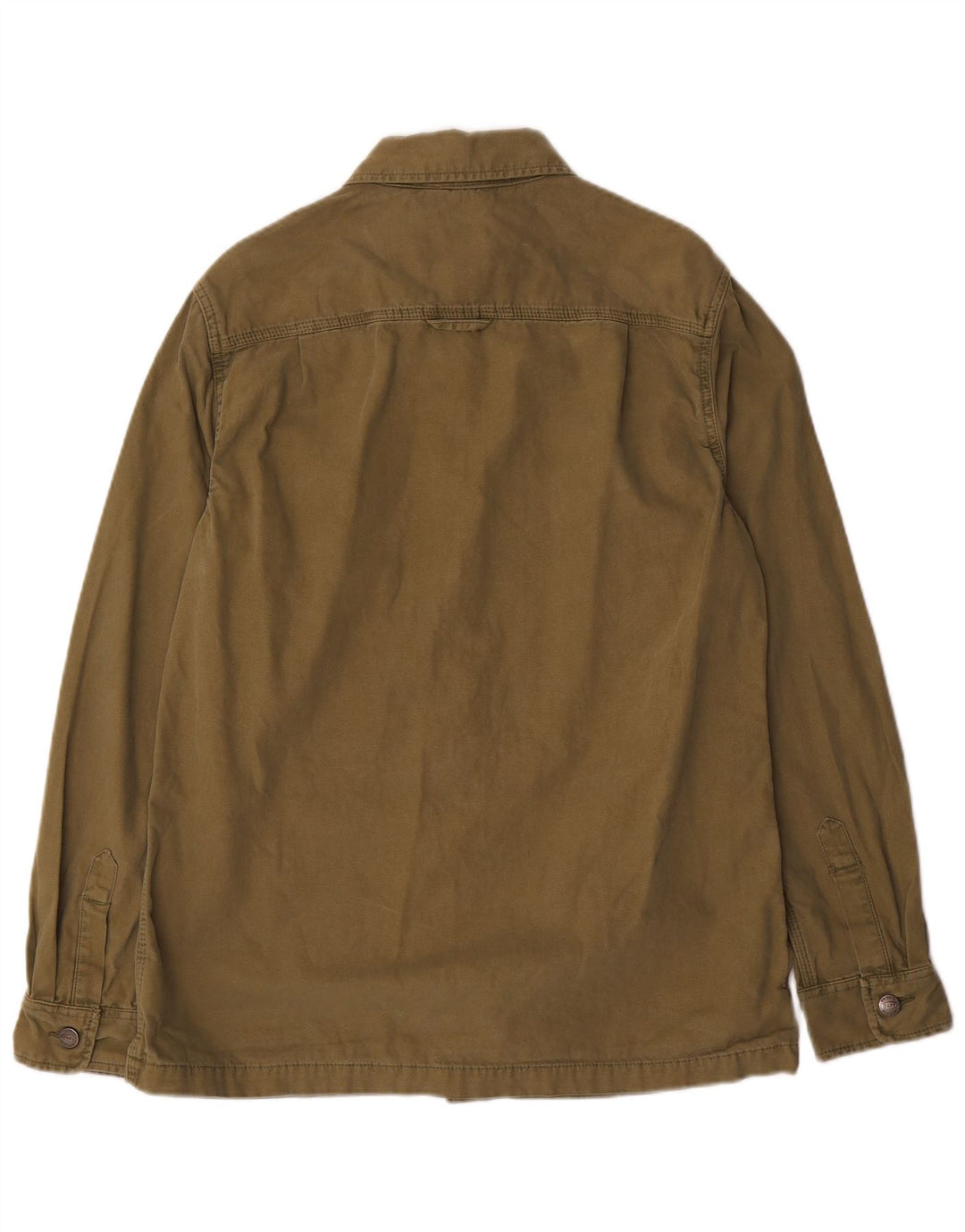 Superdry Herren-Overshirt-Hemd, große Khaki-Baumwolle