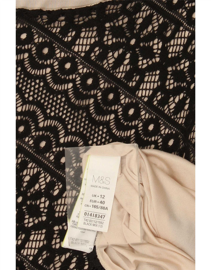 Marks & Spencer Spitzen-Etuikleid für Damen, Gr. 12, Mittelschwarz, geblümt
