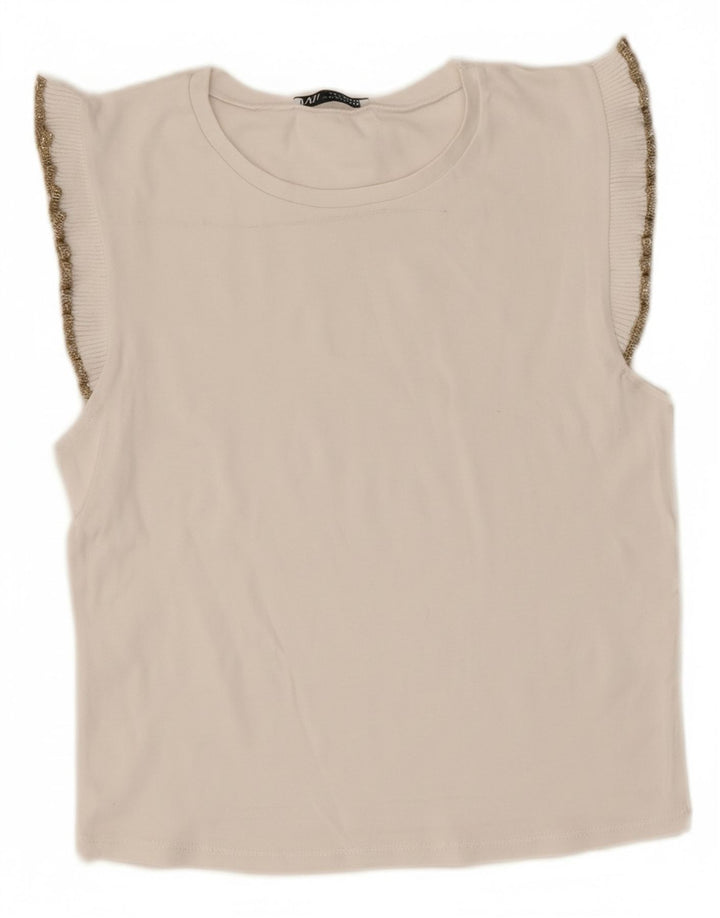Ärmelloses Blusenoberteil für Damen von Zara, Gr. 12, Mittelweiß