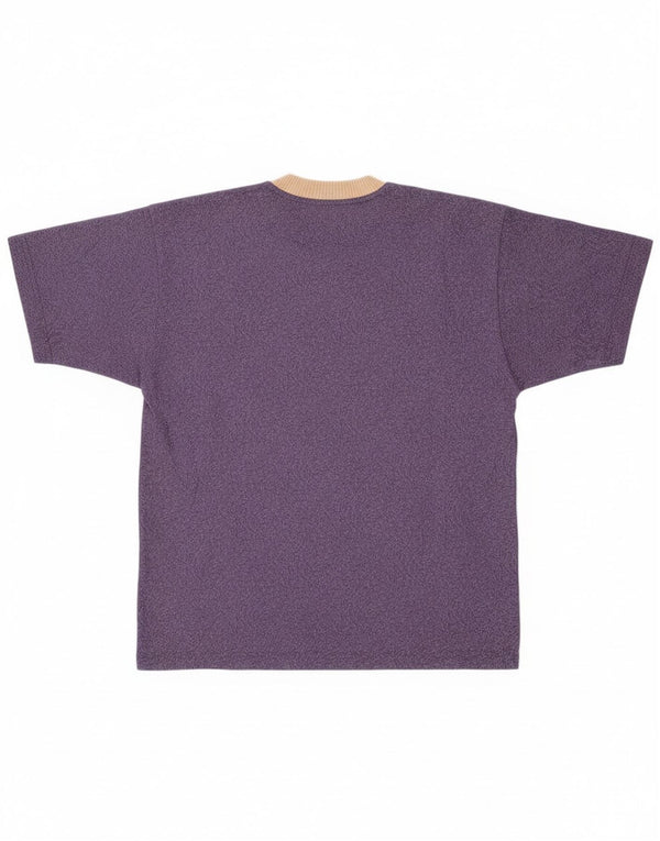 Vintage Herren Grafik T-Shirt Top Große Lila Blumen Baumwolle