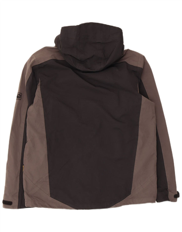 Jack Wolfskin Herren-Regenjacke mit Kapuze, UK 36/38, Mittelschwarz, Farbblock