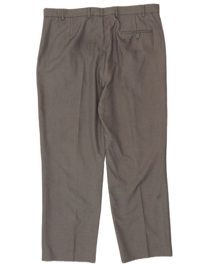 Marks & Spencer Herren-Anzughose mit geradem Bund, Breite 38, Länge 29, Grau, Polyester