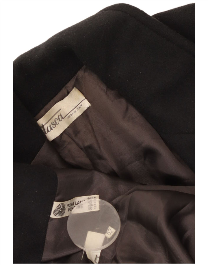 Vintage Damen Zweireihiger Mantel IT 52 2XL Graue Schurwolle