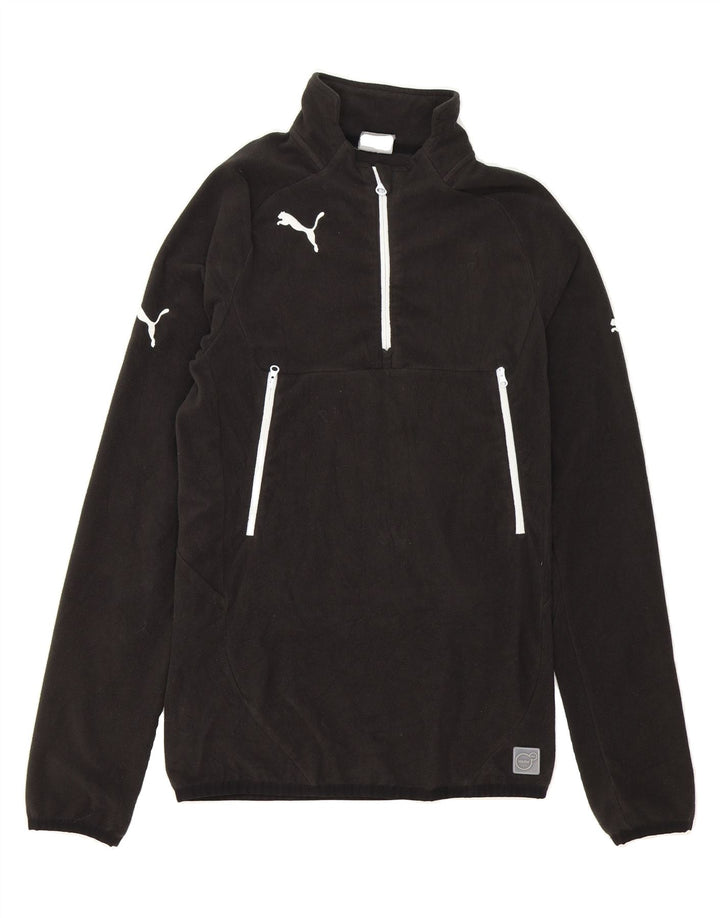 PUMA Mens Zip Neck Fleece Jumper Small Black Polyester Vintage Puma and Second-Hand Puma from Messina Hembry 