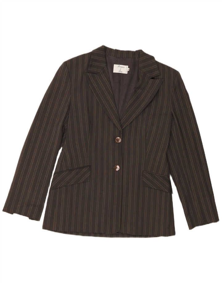 Bianco e Blu Damen 2-Knopf-Blazerjacke IT 42 Mittelgrau gestreift