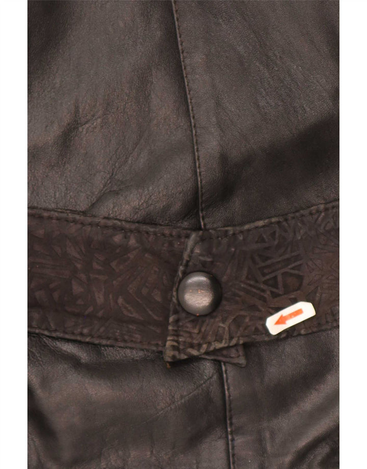Vintage Damen Übergroße Lederjacke UK 10 Small Schwarz
