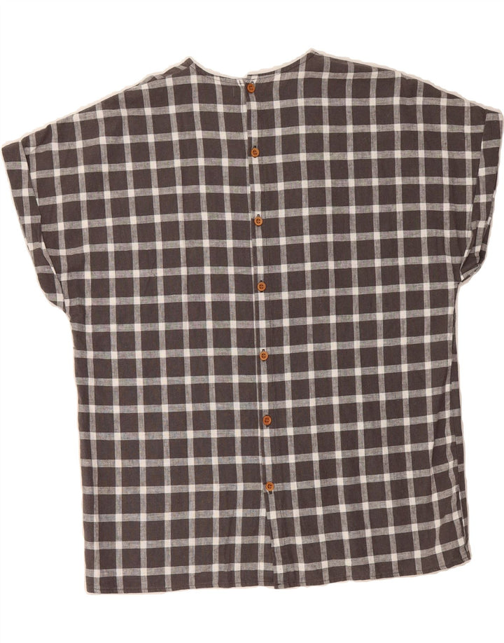 ZARA Womens Oversized Short Sleeve Shirt Blouse UK 6 XS Grey Check Vintage Zara and Second-Hand Zara from Messina Hembry 