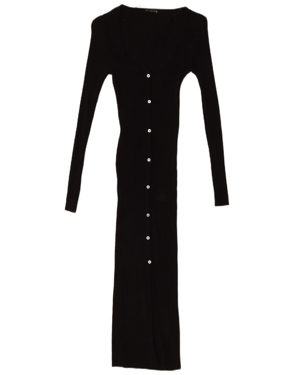 Zara Damen Langarm-Pulloverkleid UK 10 Small Schwarz