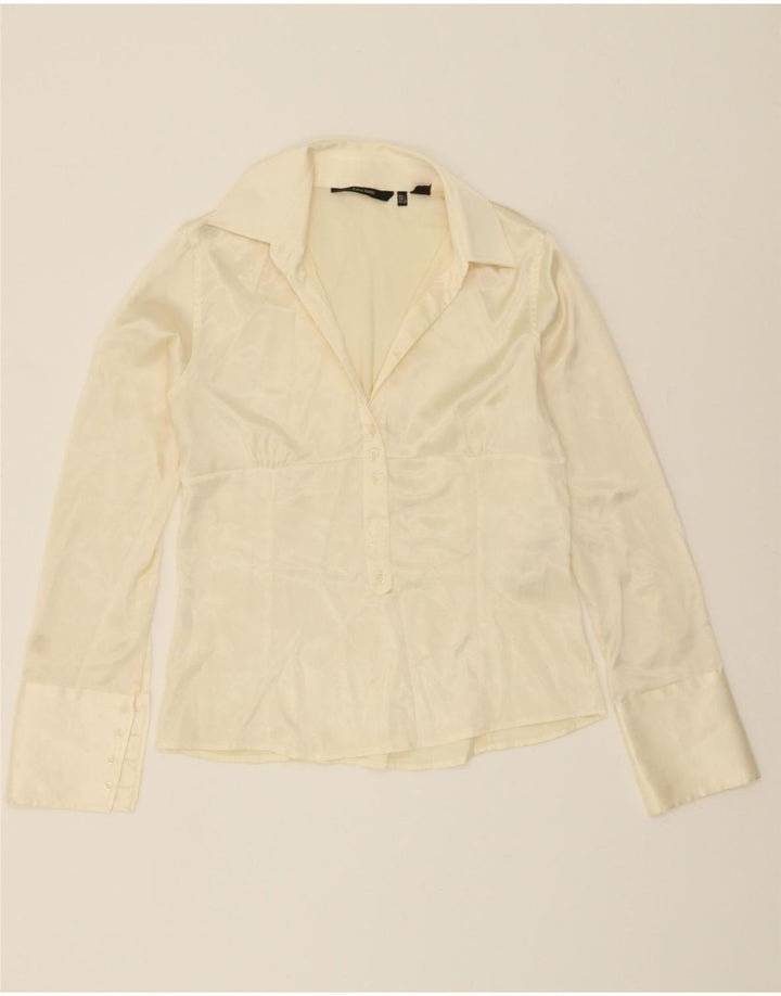 ZARA Womens Pullover Shirt Blouse UK 14 Large Off White Polyester Vintage Zara and Second-Hand Zara from Messina Hembry 