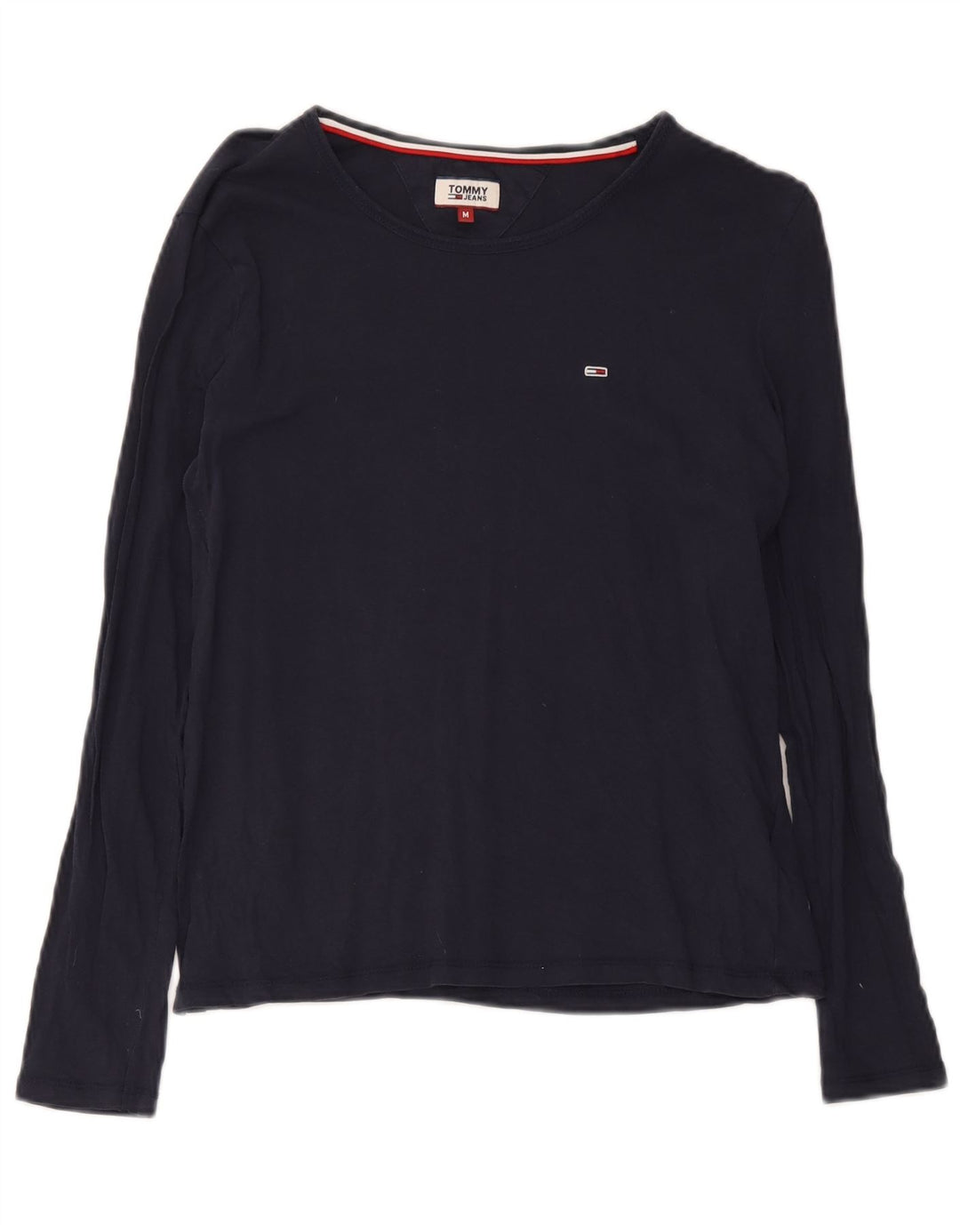 Tommy Hilfiger Damen Top Langarm UK 14 Medium Marineblau Baumwolle