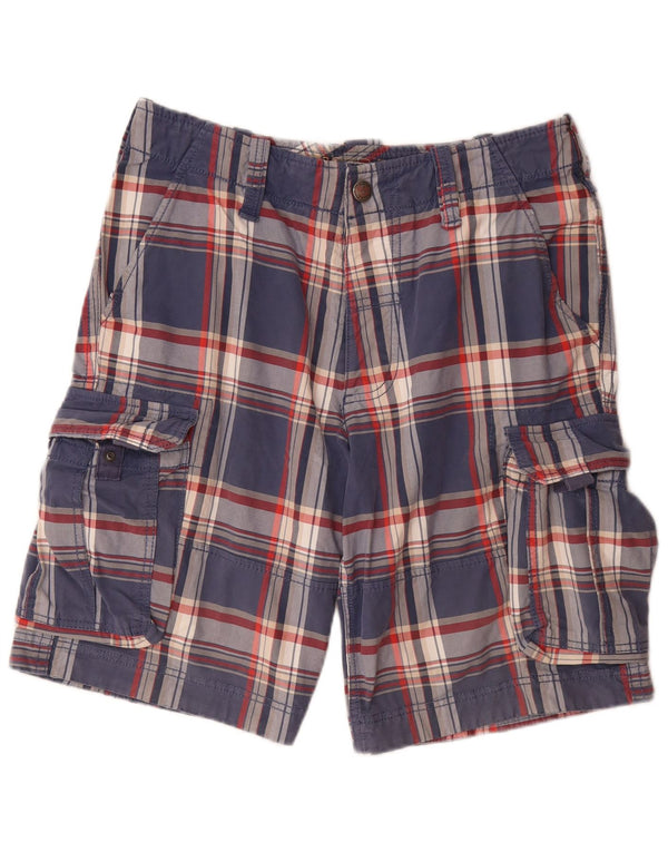 TOMMY HILFIGER Herren Cargo Shorts W32 Medium Navy Blue Check Baumwolle