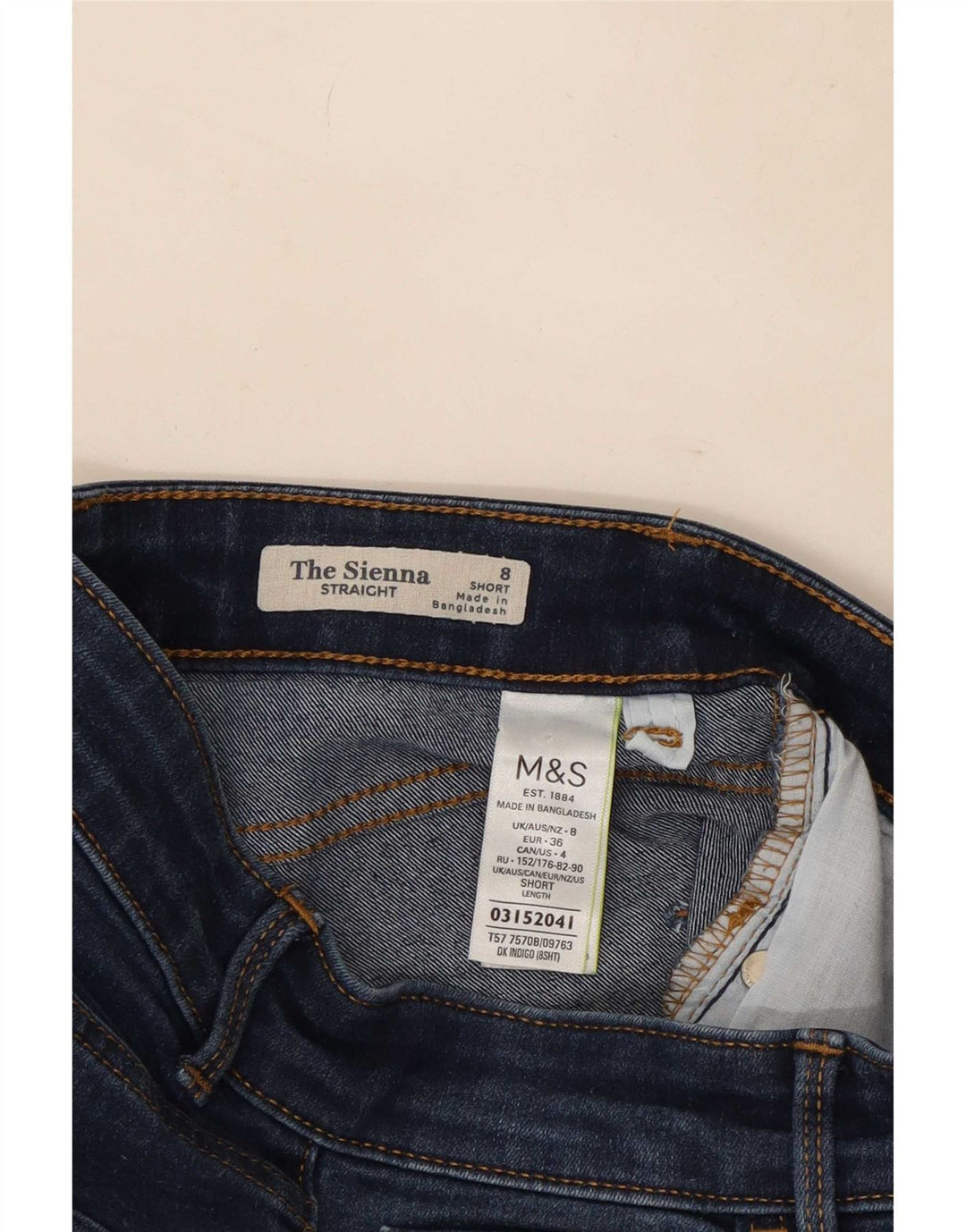 Marks & Spencer Damen Straight Jeans UK 8 Small W36 L28 Marineblau