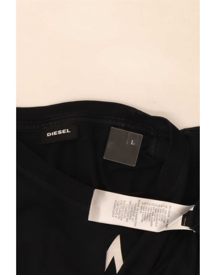 Diesel Herren-T-Shirt mit Grafik, groß, aus schwarzer Baumwolle