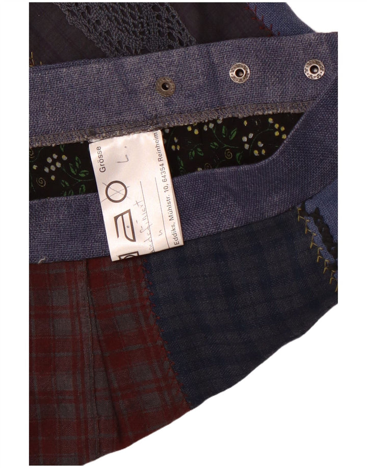 VINTAGE Damen Wickelrock Groß W36 Blau Patchwork