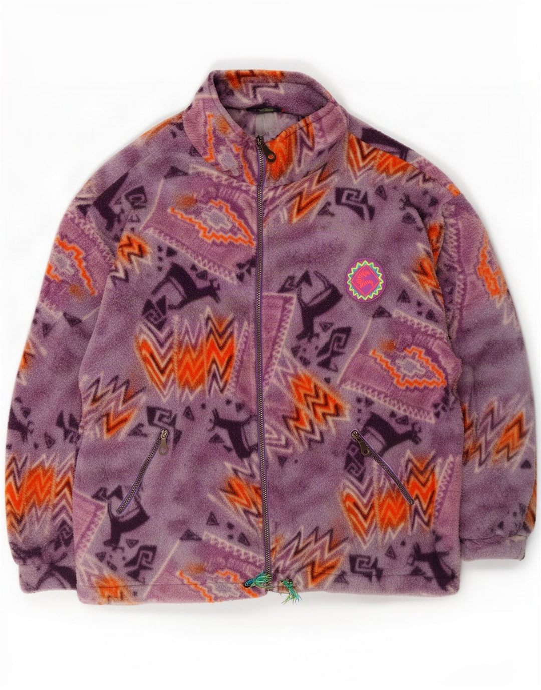 Santostefano Damen Übergroße Fleecejacke UK 16 Large Lila Geometrisch