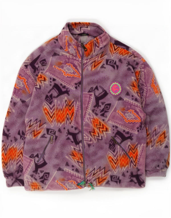 Santostefano Damen Übergroße Fleecejacke UK 16 Large Lila Geometrisch