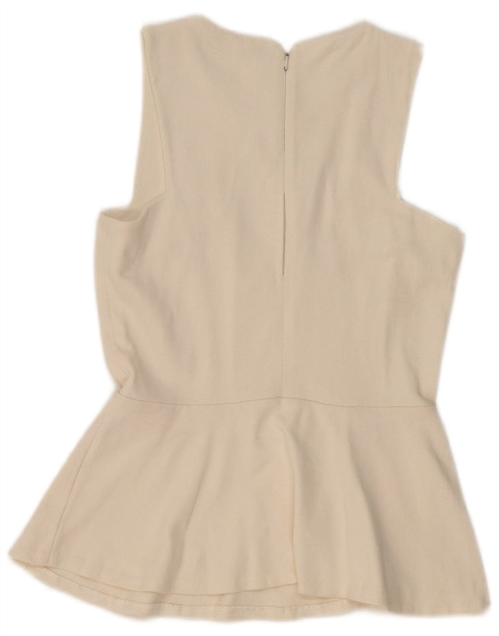 ZARA Damen ärmelloses Blusenoberteil UK 12 Medium Off White