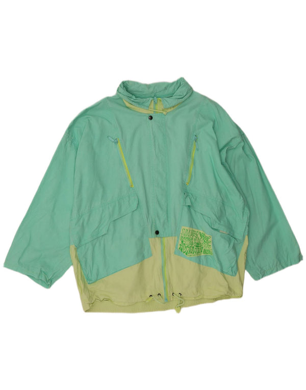 Vintage Damen Übergroße Windjacke UK 20 2XL Grüner Farbblock