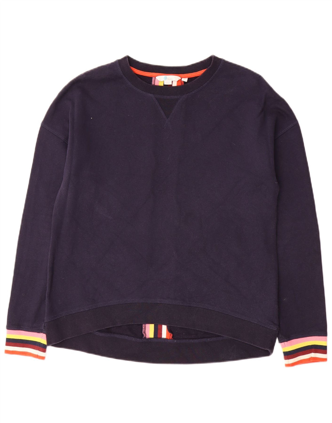 Boden Damen-Sweatshirt-Pullover UK 14 Mittelmarineblau gestreift aus Baumwolle