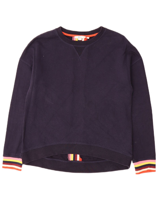 Boden Damen-Sweatshirt-Pullover UK 14 Mittelmarineblau gestreift aus Baumwolle