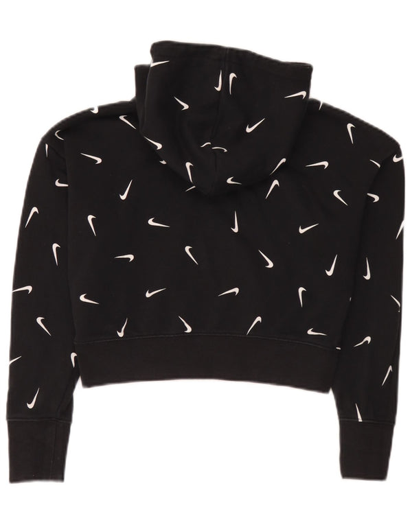 Nike Mädchen Crop Graphic Standard Fit Kapuzenpullover, 12–13 Jahre, Größe L, Schwarz