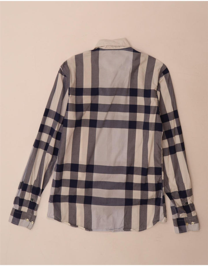 Lacoste Herren-Hemd mit schmaler Passform, Größe 38, klein, blau kariert, Baumwolle