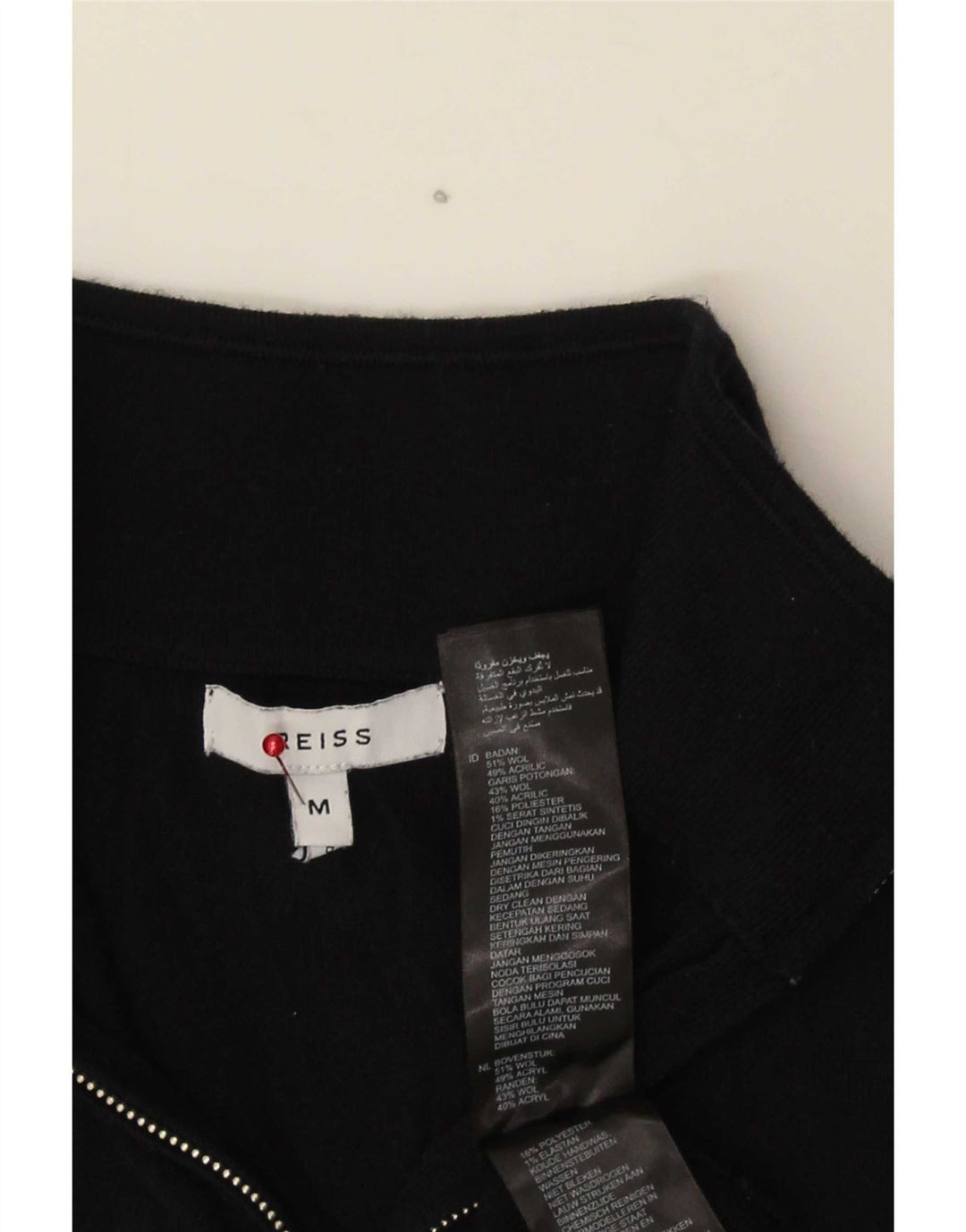 Reiss Herren-Pullover mit Reißverschluss am Hals, mittelschwarze Wolle