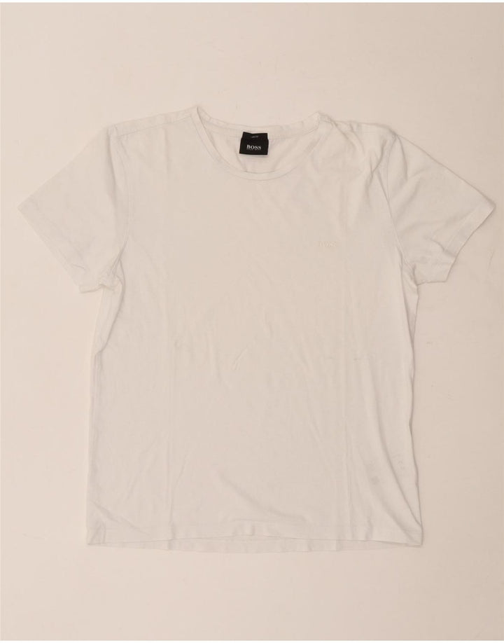 Hugo Boss Slim Fit T-Shirt-Oberteil für Herren aus mittelweißer Baumwolle