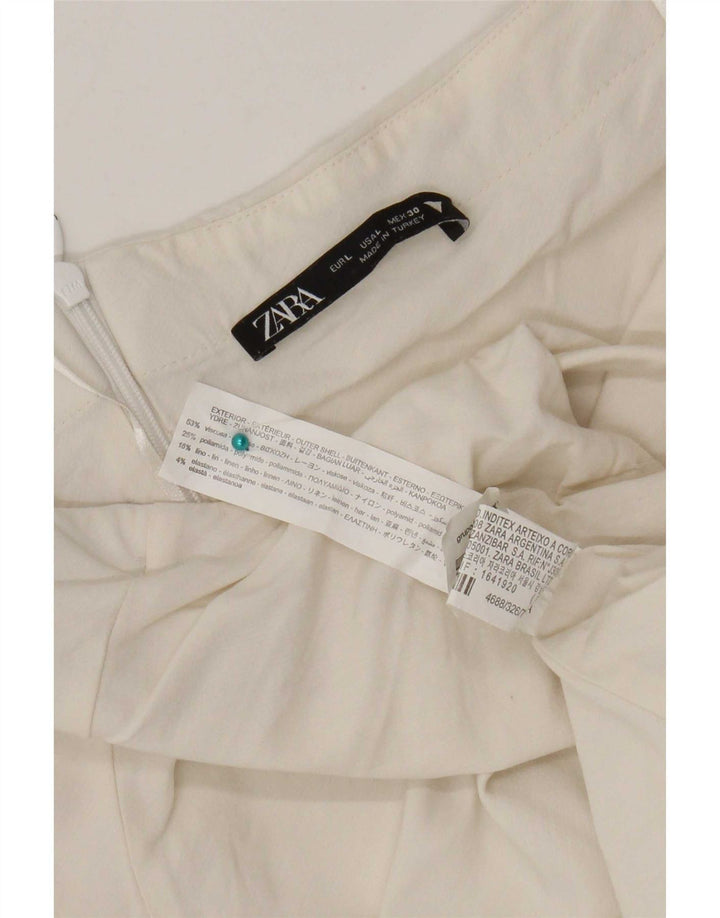 Zara Damen Mini-Neckholder-Kleid UK 14 Large Weiße Viskose