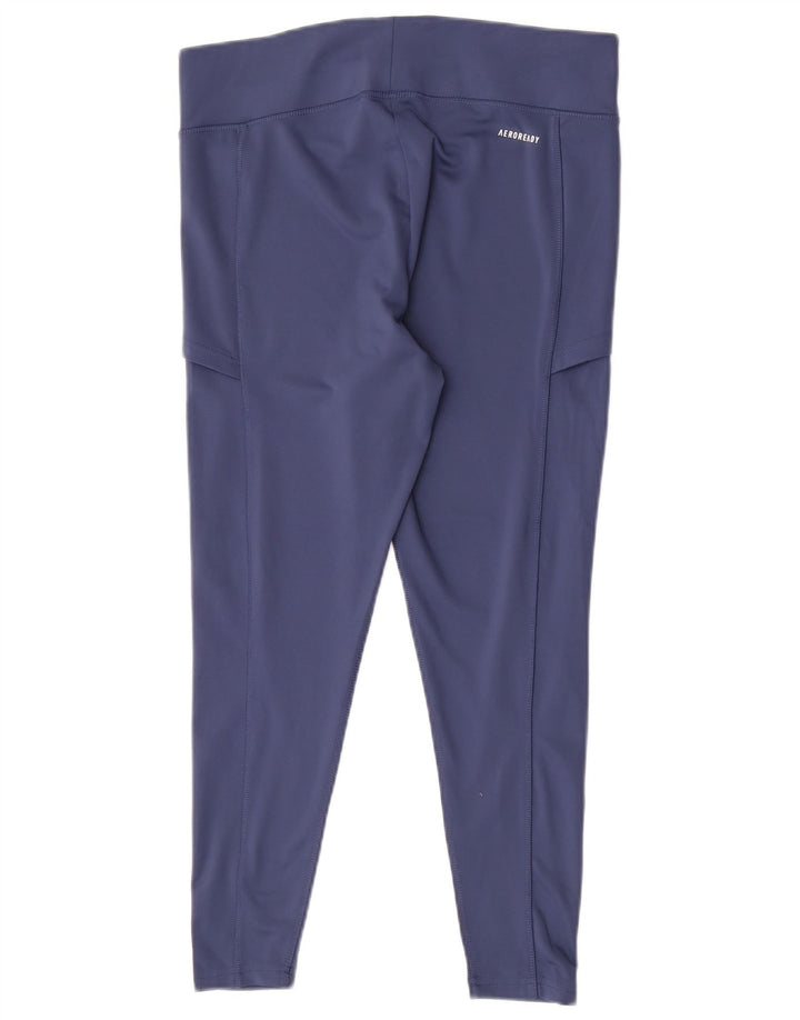 Adidas Damen Aeroready Leggings UK 16 Large Marineblau Polyester