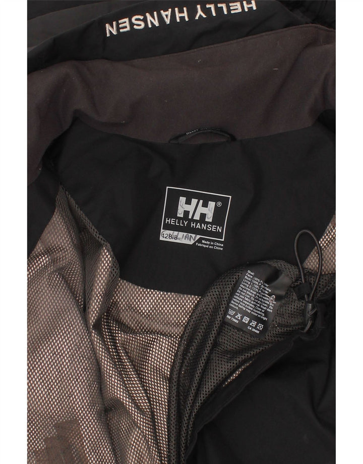 Helly Hansen Jungen-Windbreakerjacke mit Kapuze, 7–8 Jahre, schwarzes Polyester