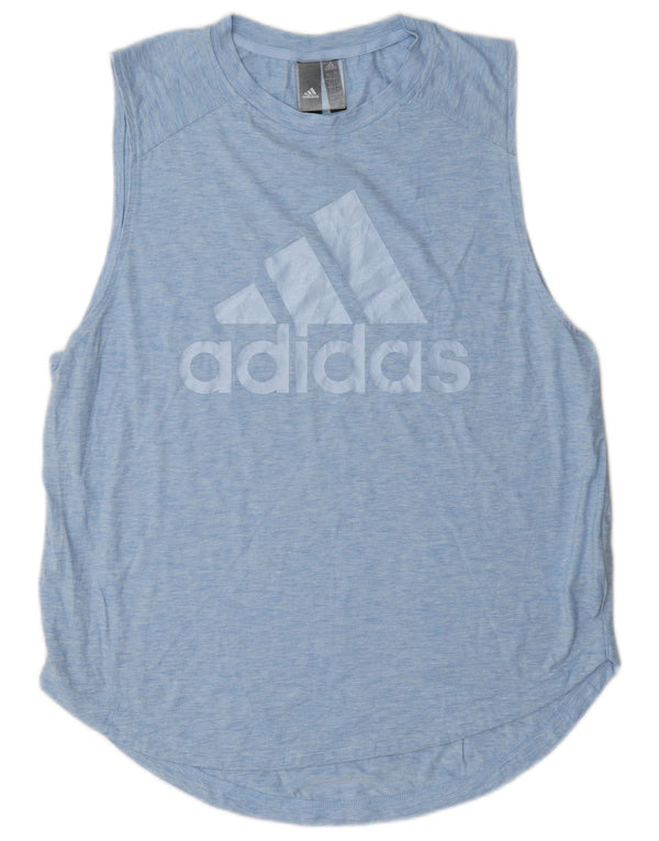 Adidas Damen Graphic Vest Top UK 16/18 Große blaue Baumwolle