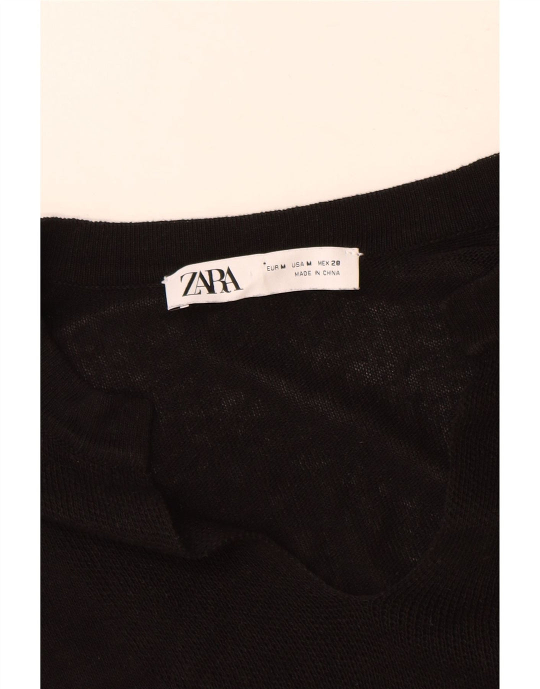 Zara Damen-Pullover, übergroß, 3/4-Ärmel, V-Ausschnitt, Gr. 14, mittelschwarz