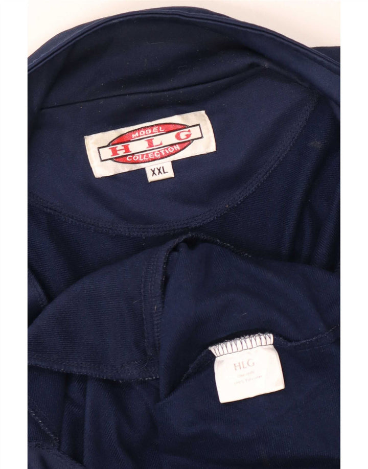 Vintage Herren Trainingsanzug Top Jacke 2XL Marineblau Colourblock Polyester