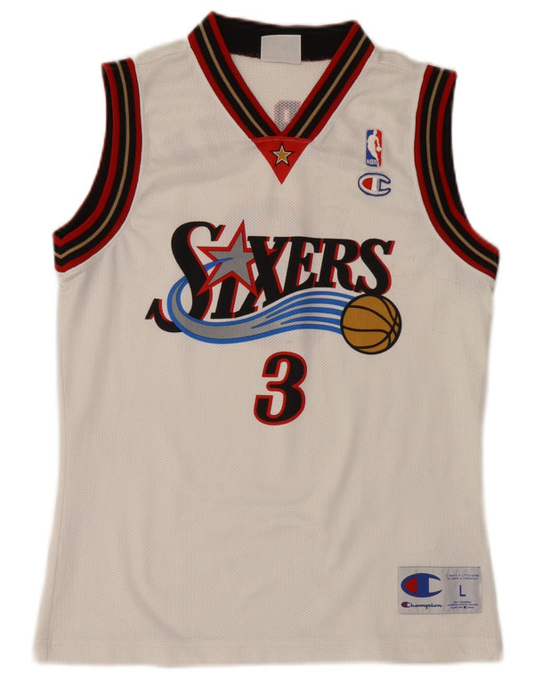Champion NBA-Grafik-Weste für Jungen, 11–12 Jahre, Größe L, Weiß, Farbblock