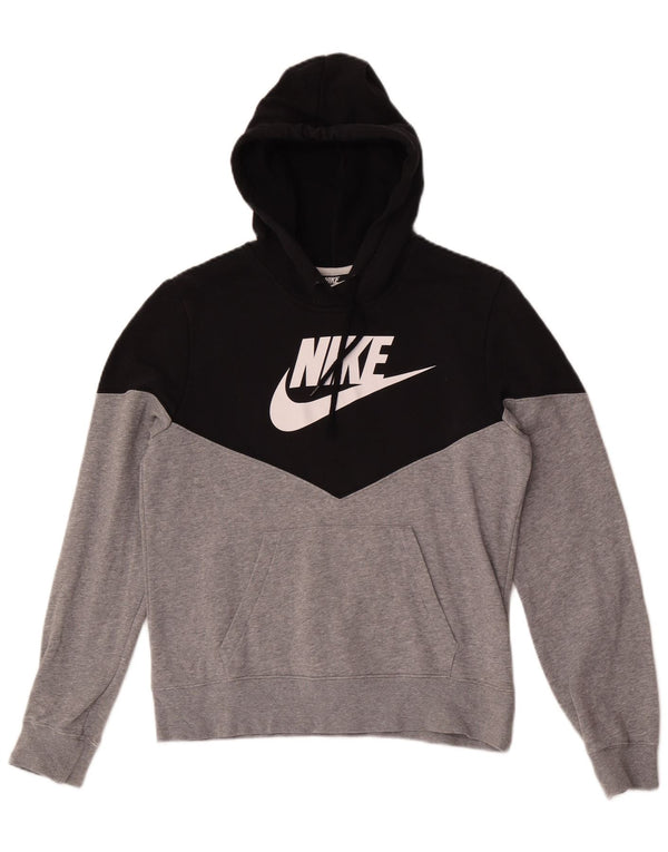 Nike Jungen-Pullover mit grafischem Kapuzenpullover, 10–11 Jahre, Mittelschwarz, Colourblock-Baumwolle