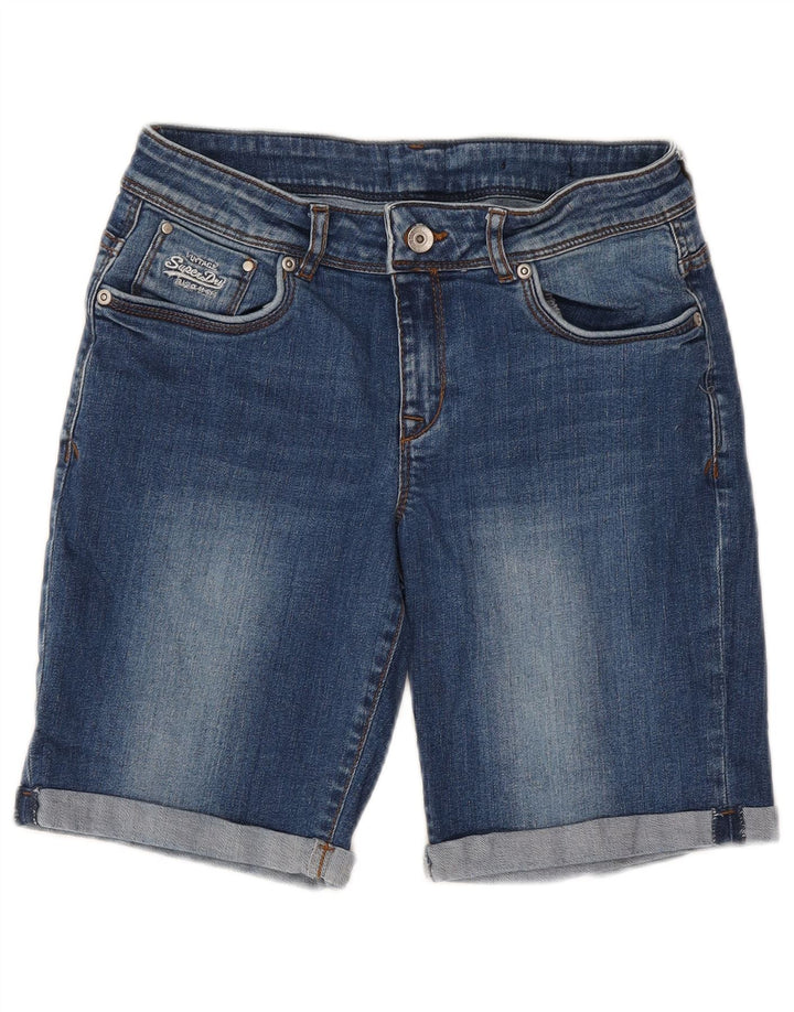 SUPERDRY Damen Jeansshorts W30 mittelblaue Baumwolle