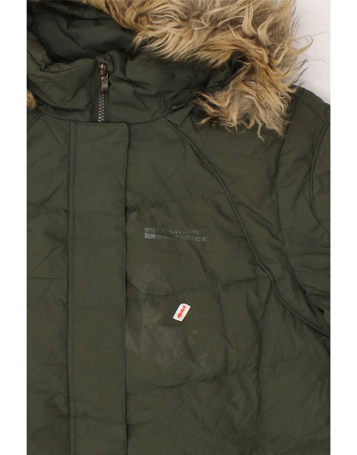 MOUNTAIN WAREHOUSE Womens Hooded Padded Jacket UK 12 Medium Green Vintage Mountain Warehouse and Second-Hand Mountain Warehouse from Messina Hembry 