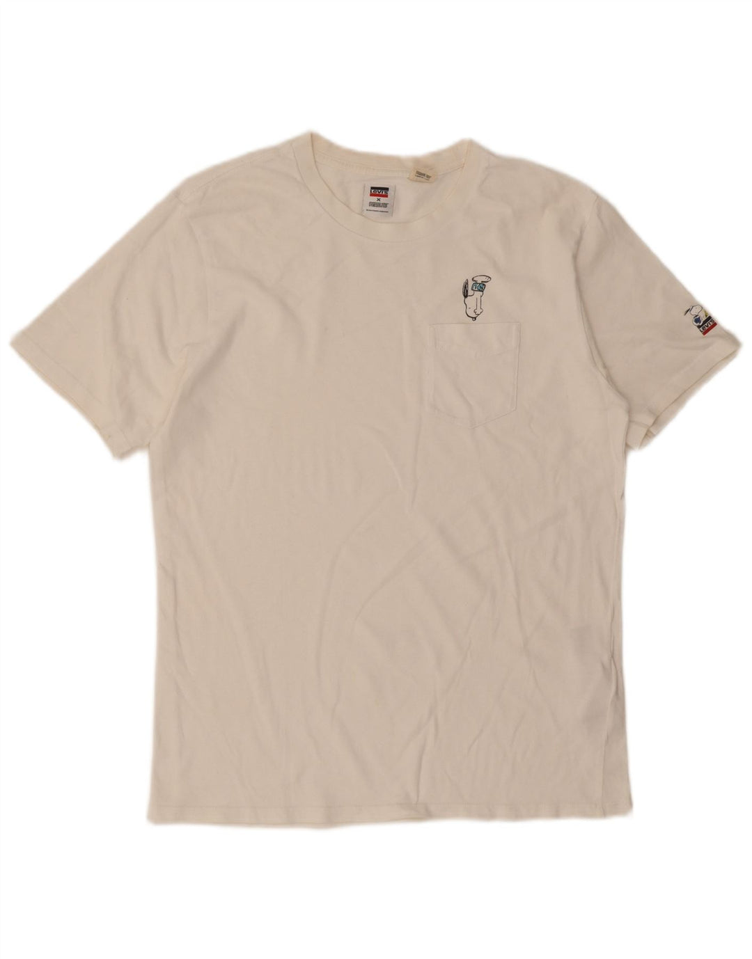 Levi's Herren Peanuts T-Shirt Top Small aus weißer Baumwolle