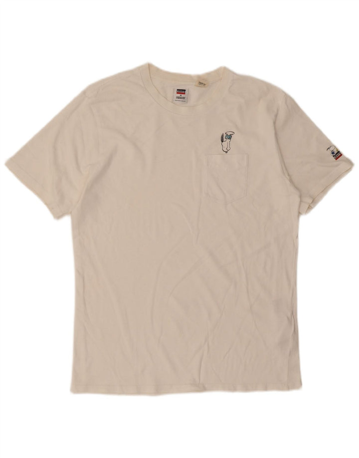 Levi's Herren Peanuts T-Shirt Top Small aus weißer Baumwolle