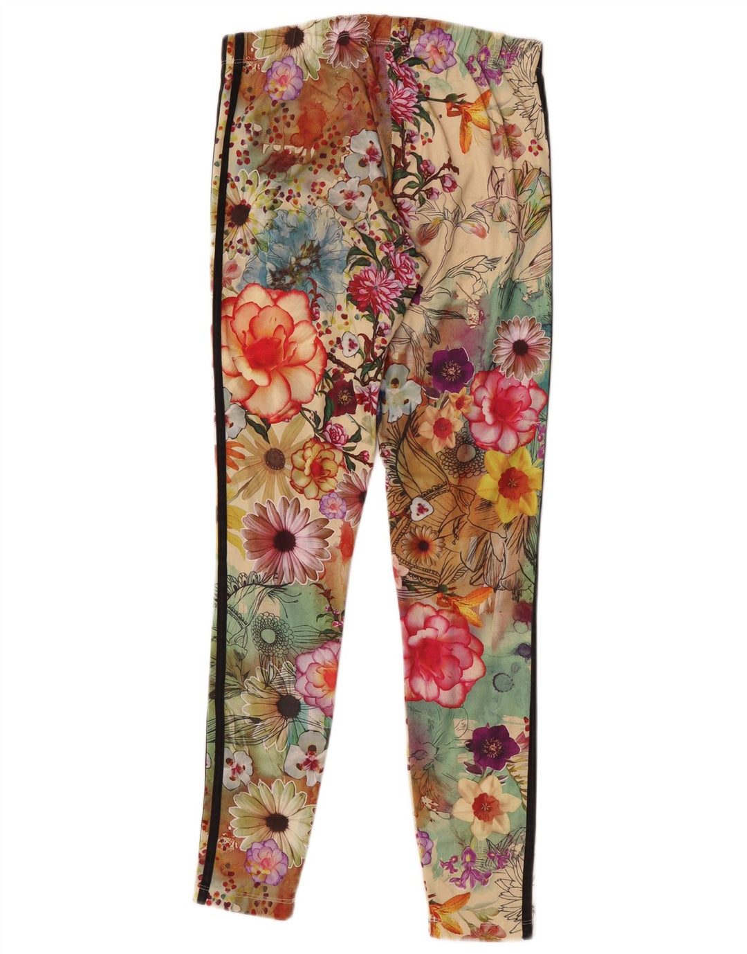 Adidas Damen Leggings UK 14 Medium Mehrfarbiges Blumenmuster Polyester