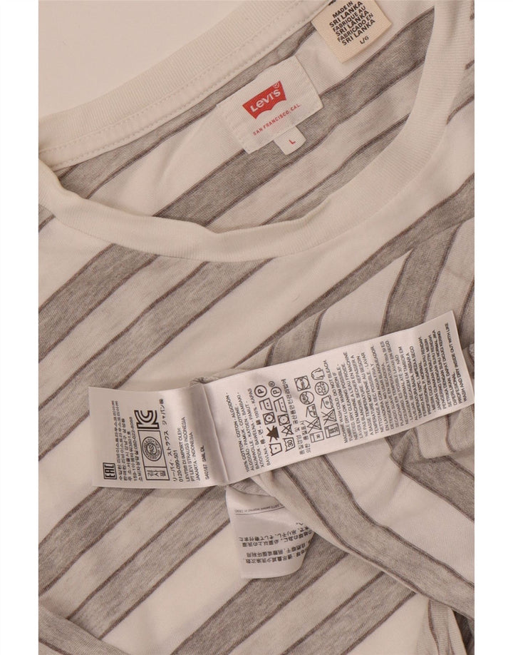 Levi's Herren-T-Shirt-Oberteil, groß, grau gestreift, Baumwolle