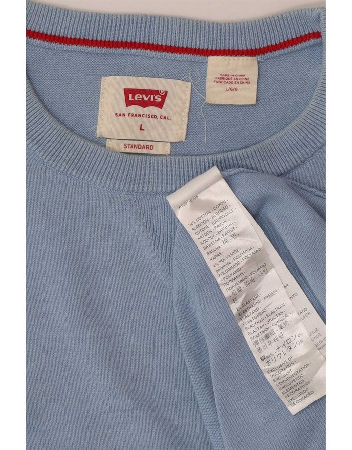 Levi's Herren-Pullover mit Rundhalsausschnitt, Größe L, aus blauer Baumwolle