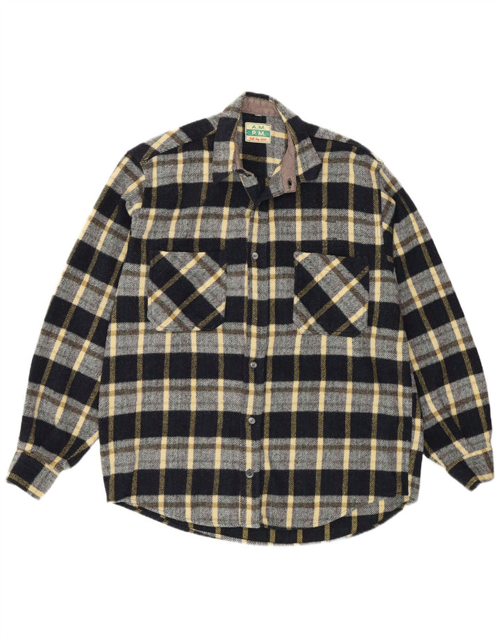 Vintage Herren Flanellhemd groß schwarz kariert